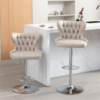 Ivy Bronx Modern Upholstered Chrome Base Bar Stools With Backs Comfortable Tufted For Home Pub And Kitchen Island