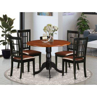 Charlton Home Sommers 5 - Piece Drop Leaf Rubberwood Solid Wood Dining Set