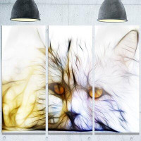 Design Art 'Cute White Cat Fractal Illustration' 3 Piece Graphic Art on Metal Set