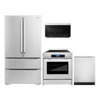 Cosmo 4 Piece Kitchen Package With 30" Over The Range Microwave 30" Freestanding Electric Range 24" Built-in Fully Integ