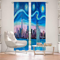 East Urban Home Lined Window Curtains 2-panel Set for Window Size by Markus - Starry Night New York City