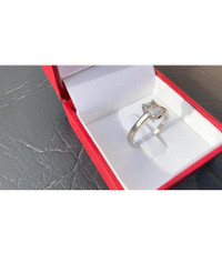 #460 - 14k White Gold, Emerald Cut VVS1 Diamond Engagement Ring, Size 5 1/2