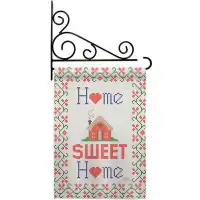 Breeze Decor Welcome Sweet Home - Impressions Decorative Metal Fansy Wall Bracket Garden Flag Set GS100062-BO-03