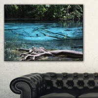 Made in Canada - Design Art Blue Pond in Deep Forest - Wrapped Canvas Photograph Print