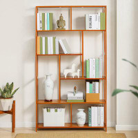 MoNiBloom Bamboo Modern Bookcase, Open Bookshelf, Books Display Shelf for Home