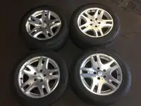 16 inch USED ALL SEASON PACKAGE MERCEDES-BENZ E CLASS OEM RIMS TIRES 225/55R16 TREAD LIFE 75%