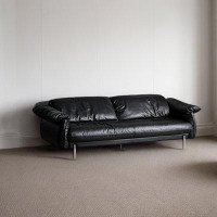 GOGOFAUC Living room simple black straight row retro sofa