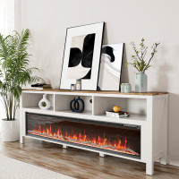 Gracie Oaks Yaqoob TV Stand for TVs up to 75" with Electric Fireplace Included