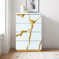 Willa Arlo™ Interiors Pauletta Modern White and Gold 4-Drawer Dresser