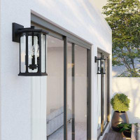 Capital Lighting 10" W X 16" H Outdoor 3-Light Medium Wall Lantern In Black With Clear Glass
