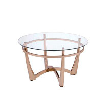 Everly Quinn Orlando II Coffee Table, Champagne & Clear Glass