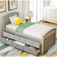 Red Barrel Studio Twin Size Platform Storage Bed Solid Wood Bed With 6 Drawers