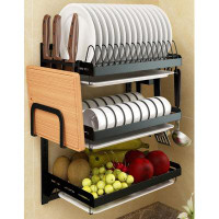 Koala Company With Drainboard And Hanging Chopsticks Cage Knife Holder,3-Tier Dish Rack