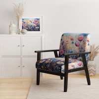 Design Art Purple Dreamy Florals VII - Upholstered Modern Arm Chair