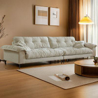 PULOSK 101.57" Creamy white 100% Polyester Modular Sofa cushion couch