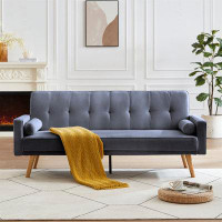 George Oliver Mid-Century  Linen Fabric Chesterfield Sofa Couch, Modern Love Seats Sofa Furniture, Upholstered Button Tu