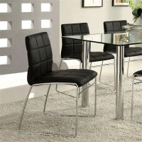 Orren Ellis White Colour Leatherette 2Pcs Dining Chairs Chrome Metal Legs Dining Room Side Chairs
