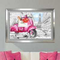 Made in Canada - Picture Perfect International 'Scoot Around Paris in Pink 2' Framed Graphic Art Print