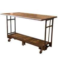 Williston Forge 64" Brown And Black Rustic Solid Wood High Top Bar Table