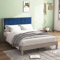 GAMLIF Bed Frame, Wood Headboard Bed Frame with Upholstered Headboard No Box Spring Needed