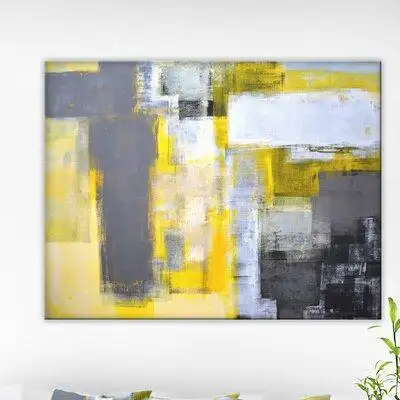 This Abstract 'Grey and Yellow Blur Abstract' Painting uses high-quality fade-resistant ink. This wa...