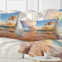 Made in Canada - East Urban Home Beautiful Cloudscape over Beach Lumbar Pillow