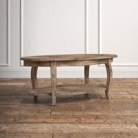 Kelly Clarkson Home Francoise 48" Wide Rustic Wooden Oval Coffee Table With 1 Shelf
