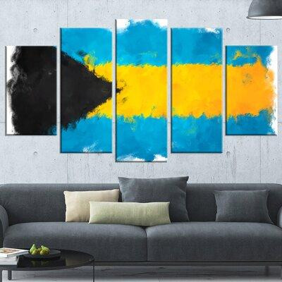 Design Art 'Bahamas Flag Illustration' 5 Piece Painting Print on Wrapped Canvas Set in Arts & Collectibles