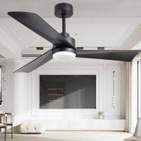 Wrought Studio Modern 52 Inch Lighting Ceiling Fan With 3 Reversible Blades, For Indoor And Outdoor Living Room