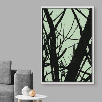 IDEA4WALL EVA92-IDEA4WALL Framed Canvas Print Wall Art Tree Silhouette On Green Background Floral Plants Illustrations M
