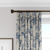 Made in Canada - The Tailor's Bed Provence 100% Cotton Toile Room Darkening Pinch Pleat Single Curtain Panel