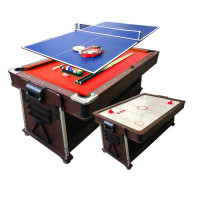 Simba USA Inc Pool Table 7ft Red + Air Hockey + Table Tennis + Table – Crown