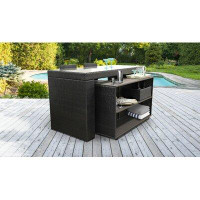 Latitude Run® Larrissa Bar Set with Aluminum Frame and Wicker Outer Material