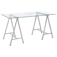 Ivy Bronx Louby World Map Writing Desk Nickel and Printed Clear