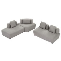 Latitude Run® Contemporary 3-Piece Sectional Sofa Free Convertible Sofa With 4 Removable Pillows For Living Room