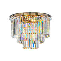 Everly Quinn 6-Lights Modern Tier Round Fringe Crystal Flush Mount Ceiling Light For Dining Room
