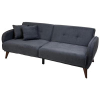 Everly Quinn Nottingham Mid-Century Luxury Velvet Convertible Sleeper Sofa Bed 3 Seater With Storage