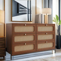 Bay Isle Home™ 47'' Wide 6-drawer Rattan Dresser
