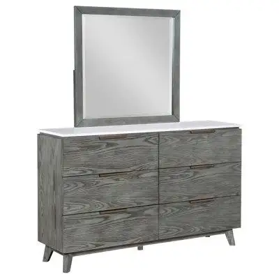 Wade Logan Bertfriede 6 Drawer 62.75'' W Double Dresser with Mirror