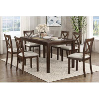 Breakwater Bay Wooden Dining Set 7Pc Dining Table Furniture Set-Fabric-31" H x 36" W x 60" D