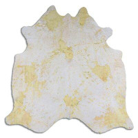 Foundry Select ACID WASHED HAIR ON COWHIDE DISTRESSED YELLOW 3 - 5 M GRADE A
