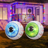 GOOSH Halloween Inflatable 3 ft Inflatable Outdoor Scary Eyeballs Decoration, Pack Of 2