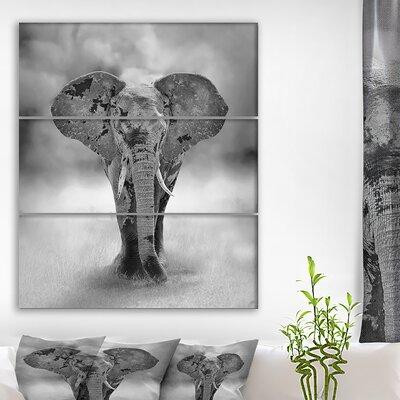 Made in Canada - East Urban Home 'Large Elephant Bull Approaching' Graphic Art Print Multi-Piece Image on Wrapped Canvas in Arts & Collectibles