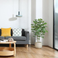 Primrue Adcock Faux Ficus Tree in Pot, Faux Green Plant, Fake Ficus Tree for Home Decor