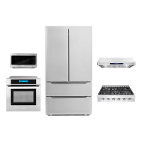 Cosmo 5 Piece Kitchen Package With 36" Slide-in Gas Cooktop 30" Single Electric Wall Oven 24.4" Built-in Microwave Energ