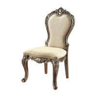 ACME Furniture Latisha Upholstered Side Chair in Antique Oak Finish