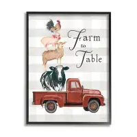 Stupell Industries Farm To Table Stacked Animals Framed Giclee Texturized Wall Art By Cindy Jacobs_aq-457