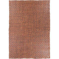 17 Stories Taraji Checkered Handwoven Leather Brown Area Rug