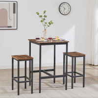 17 Stories Bar Table Set, Square Bar Table with 2 Bar Chairs for Kitchen, Bar, Living Room