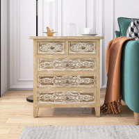 Staykiwi 30.5 in. H X 26 in. W 5-Drawer Accent Chest in Natural with White Wash